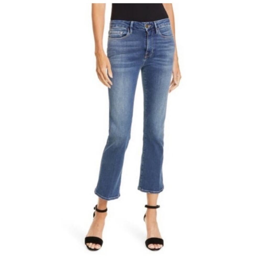 FRAME Denim Le Crop Mini Boot Jeans in Westcliff Medium Wash‎ Size 26 - Picture 1 of 15